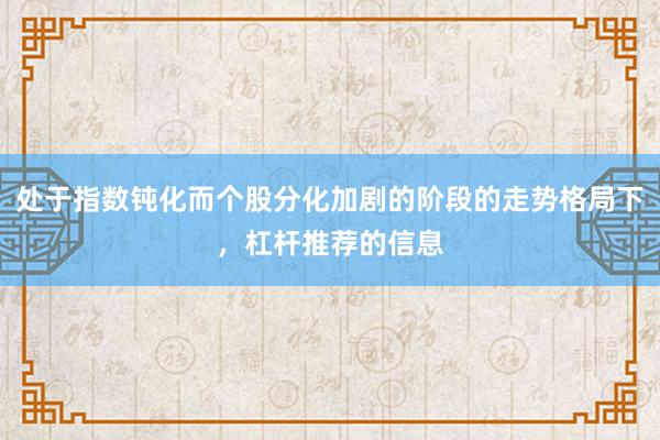 处于指数钝化而个股分化加剧的阶段的走势格局下，杠杆推荐的信息