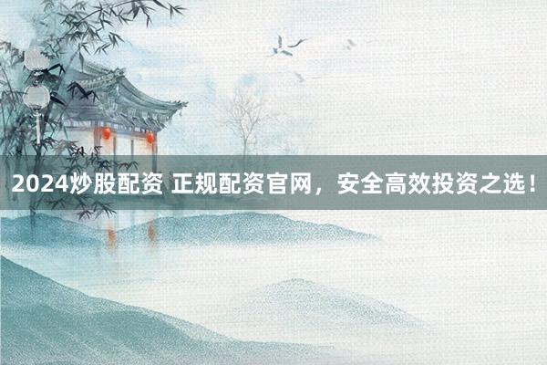 2024炒股配资 正规配资官网，安全高效投资之选！