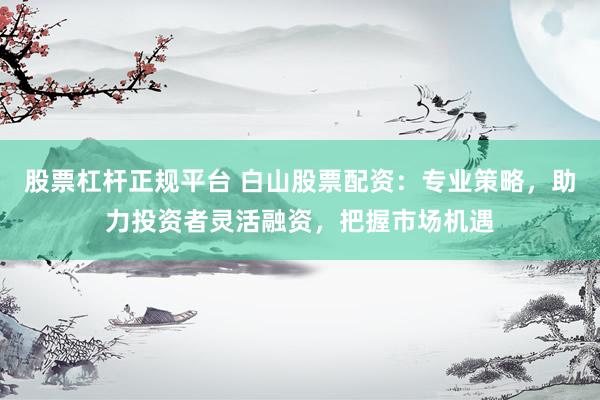 股票杠杆正规平台 白山股票配资：专业策略，助力投资者灵活融资，把握市场机遇