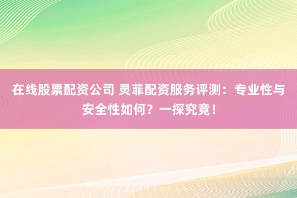 在线股票配资公司 灵菲配资服务评测：专业性与安全性如何？一探究竟！